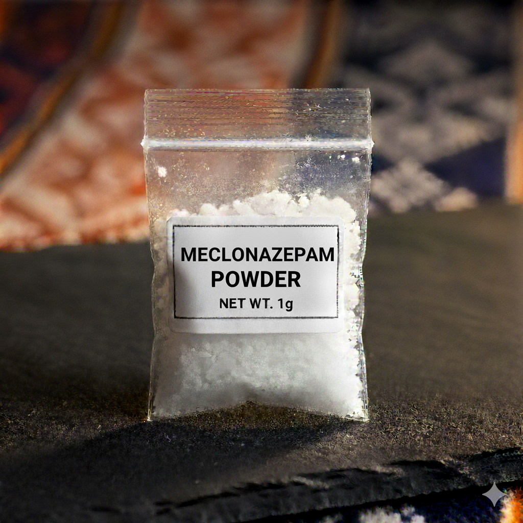Meclonazepam powder Meclonazepam – 1 Gram (Research Chemical)